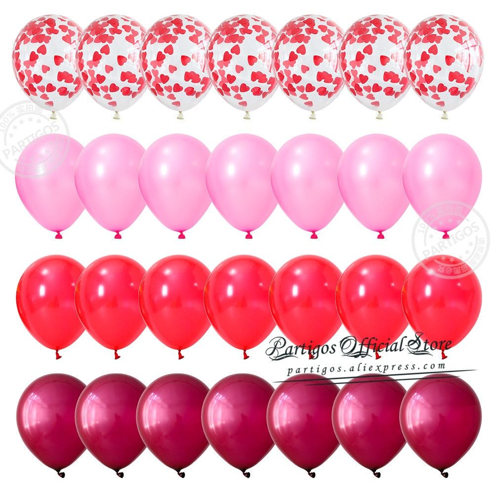 Pcs Inch Mix Red Pink Latex Balloons Heart Confetti Globos Wedding Destinations Valentine's Day Gifts Bride Party Supplies 