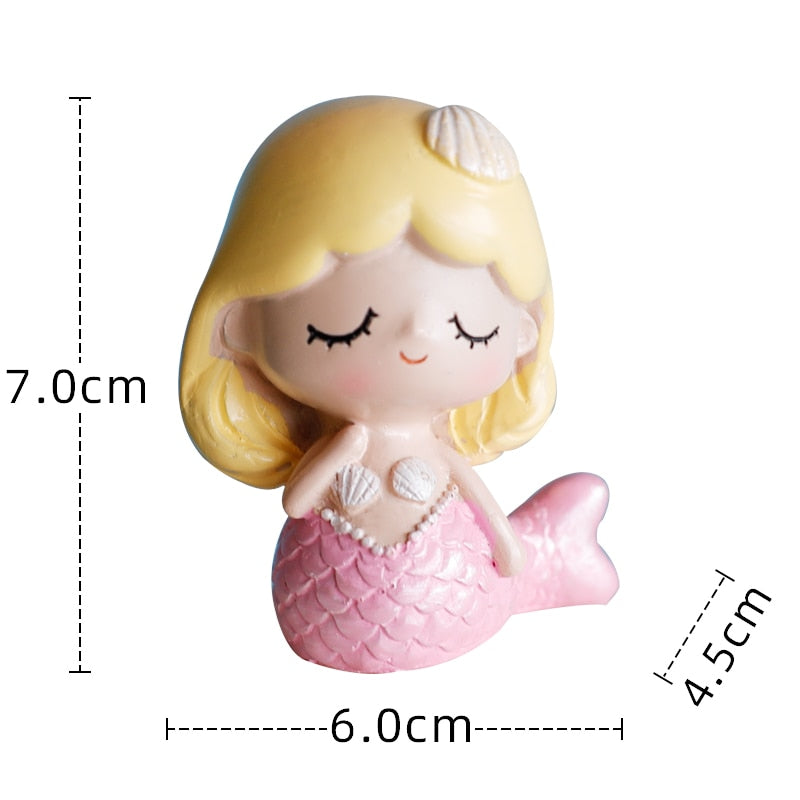 Ocean Theme Shell Little Mermaid Cake Decoration Princess Doll Ornaments Kids Fairy Girl Birthday Topper Beauty Card Plug-i 