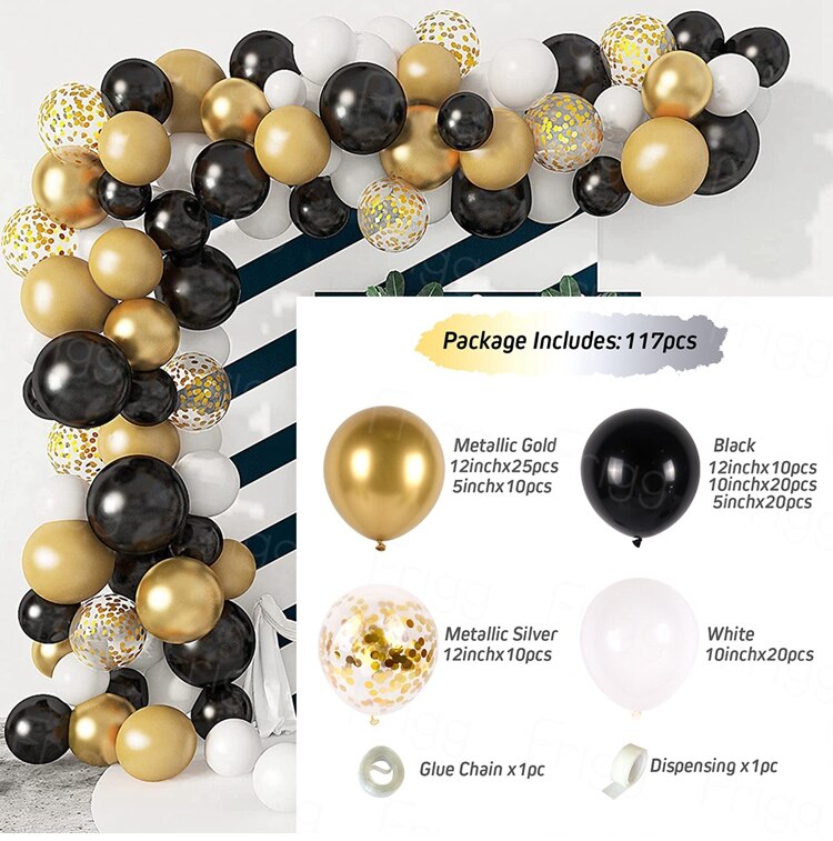 Black Gold Balloon Garland Arch Happy Birthday Party Decoration Kids Graduation Latex Baloon Wedding Decor Inflatable Decorations