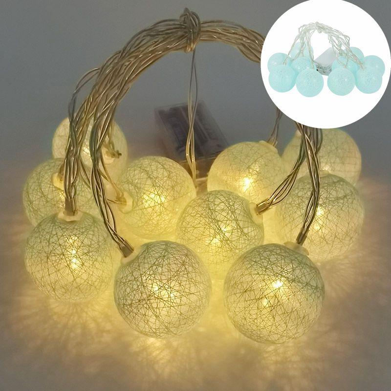 LED Cotton Ball Garland String Lights Christmas Fairy Wedding Xmas Party Home Outdoor Hanging Decoration Inflatable Decorations