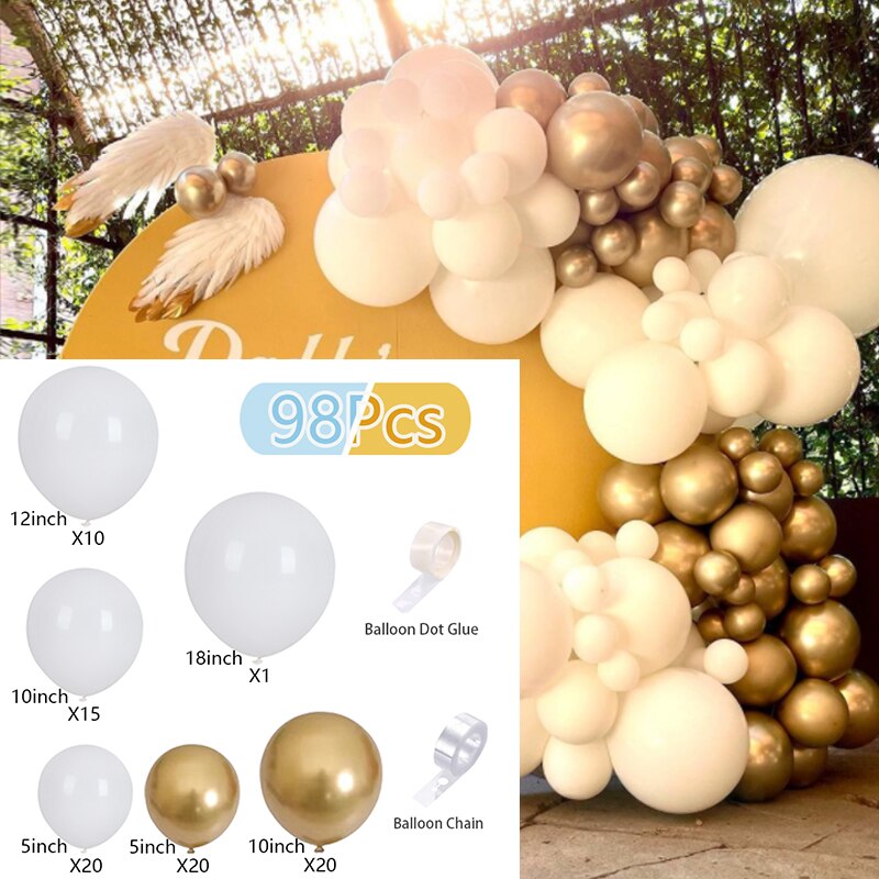 Macaron Balloons Arch Set White Gold Balloon Garland Baby Baptism Shower Wedding Birthday Party Kit Decoration Inflatable Decorations