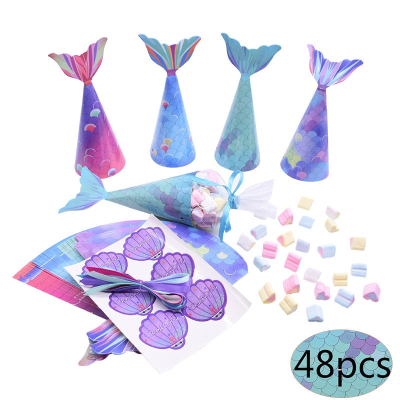 pcs Mermaid Paper Candy Gift Box Invitation Card Gifts Bags Girls Birthday Treat Party Boxes 