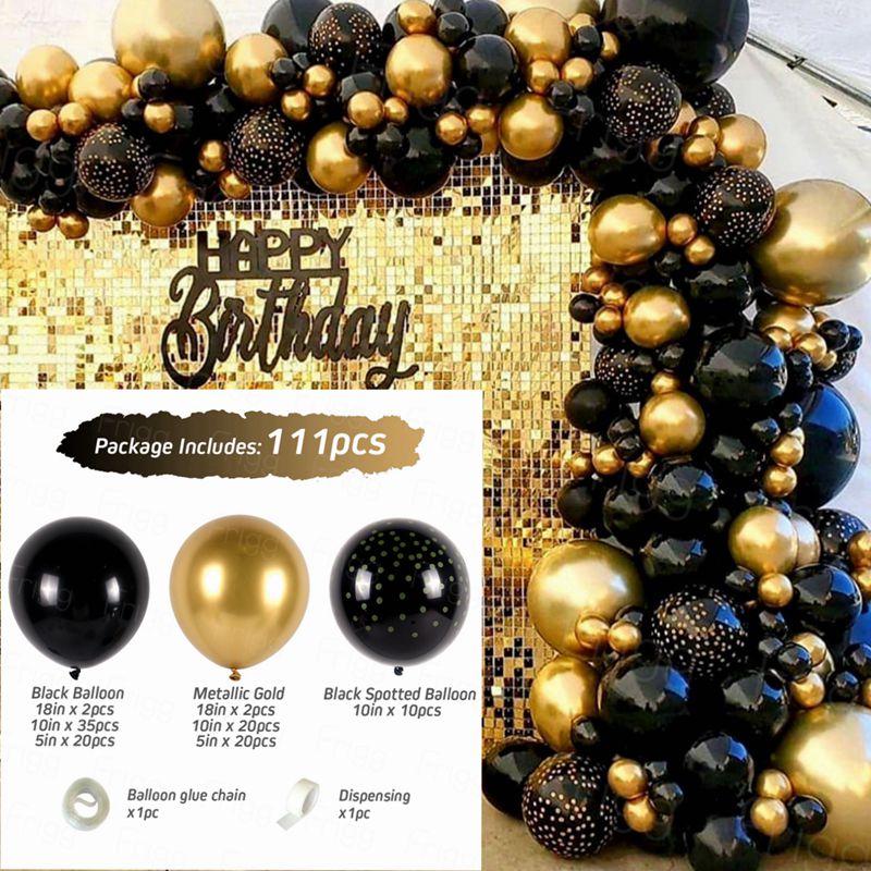 Birthday Black Gold Balloon Garland Arch Kit Happy 30 40 50 Birthday Party Decoration Adults Baby Shower Balloon Supplies PartyDecorHQ