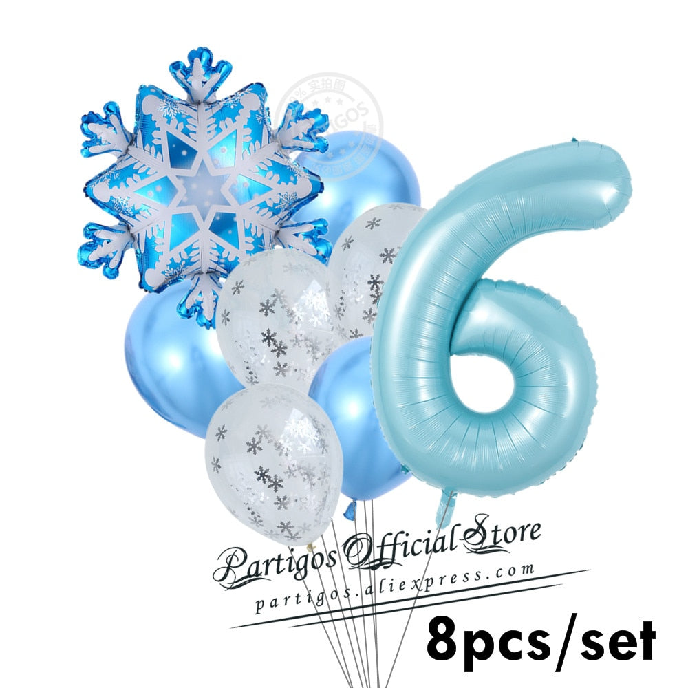 set Mix Snowflake Foil Balloons inch Ice blue number ballons Winter ice snow Party Birthday party Decoration Elsa Ballon 