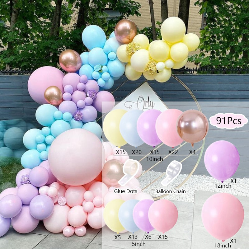 Balloon Arch Set Pink Blue White Confetti Garland Wedding Baby Baptism Shower Birthday Party Balloons Decoration Inflatable Decorations