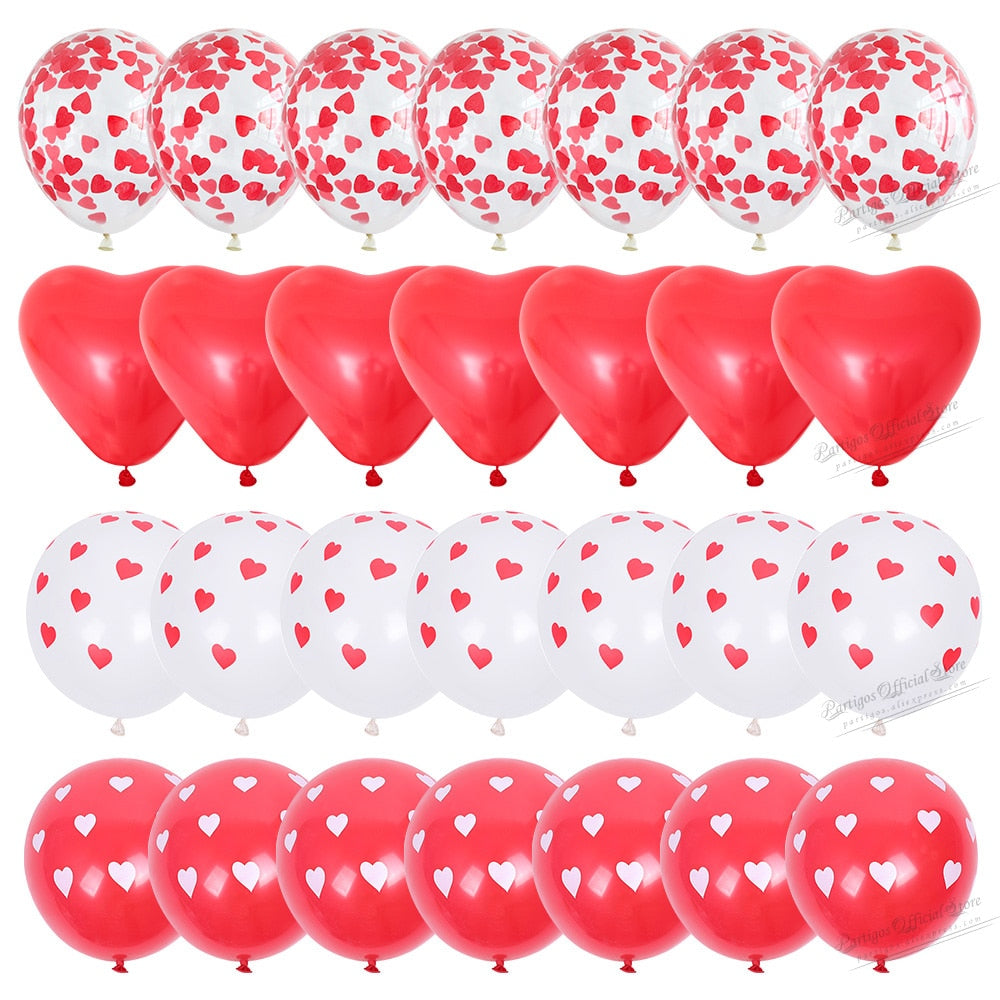 pcs Red Heart Shape Balloons Decorations Kit Wedding Decors Valentines Day Gifts Printed Latex confetti Globos helium 