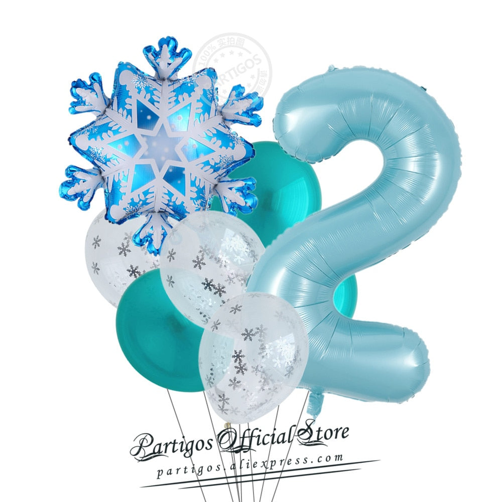 set Mix Snowflake Foil Balloons inch Ice blue number ballons Winter ice snow Party Birthday party Decoration Elsa Ballon 