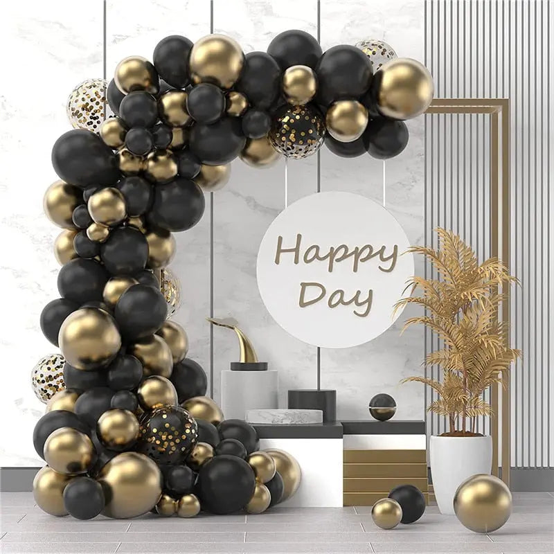 Black Gold Balloon Garland Arch Kit Confetti Latex th Birthday Party Adults Baby Shower New Year Decorations Inflatable