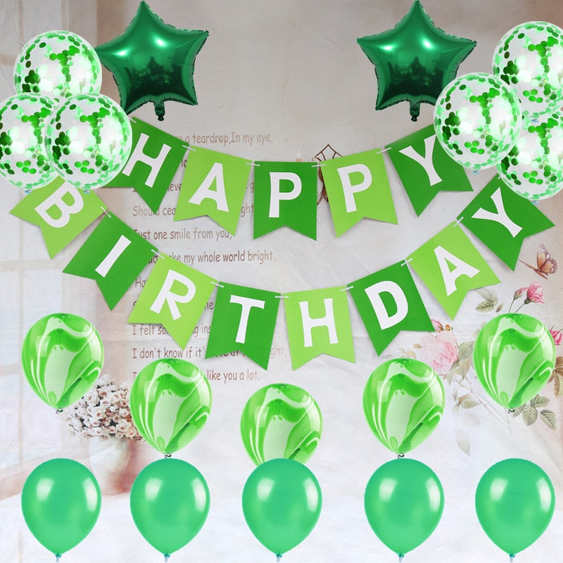 Happy Birthday Paper Banner Confetti Balloon Set Star Foil Balloon for Boy Girl Men Women Birthday Party Decoration PartyDecorHQ