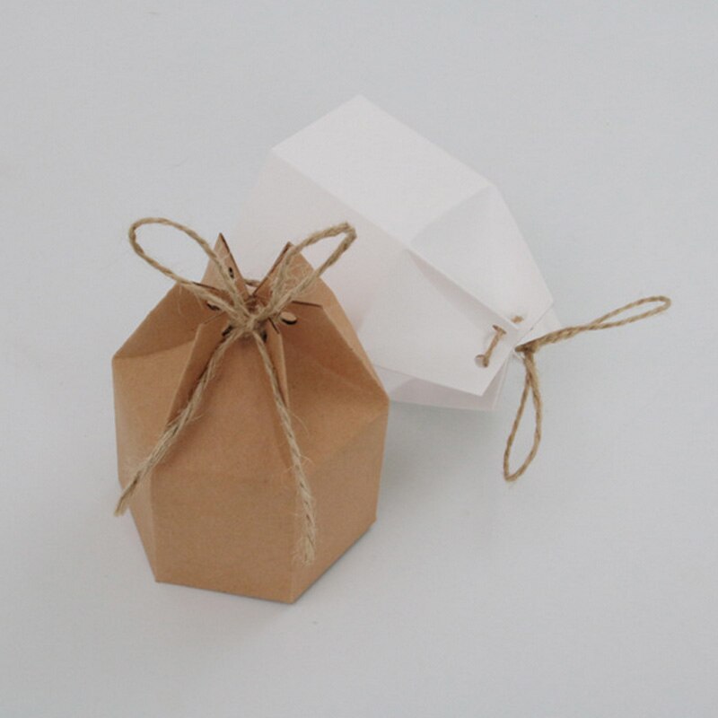 pcs Wedding Favor Gift Box Hexagon Kraft Paper Candy Sweet Chocolate Dessert Packaging Boxes Birthday Baby Shower Decor 