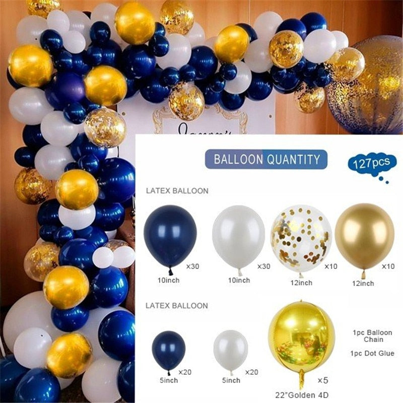 set White Gold Balloons Garland Arch Kit Dot Chrome Metallic Latex Ballon Wedding Birthday Party Decor Baby Shower Globos Inflatable Decorations