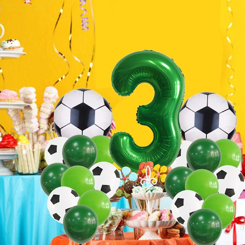 Lvyin Football Series Latex Balloon Set Number Foil Boy st nd rd Birthday Party Decoration 