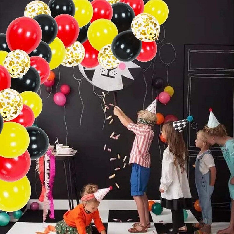 Red Black Latex Balloon Garland Arch Kit Gold Confetti Boy Girl Birthday Baby Shower Party Decoration Inflatable Decorations