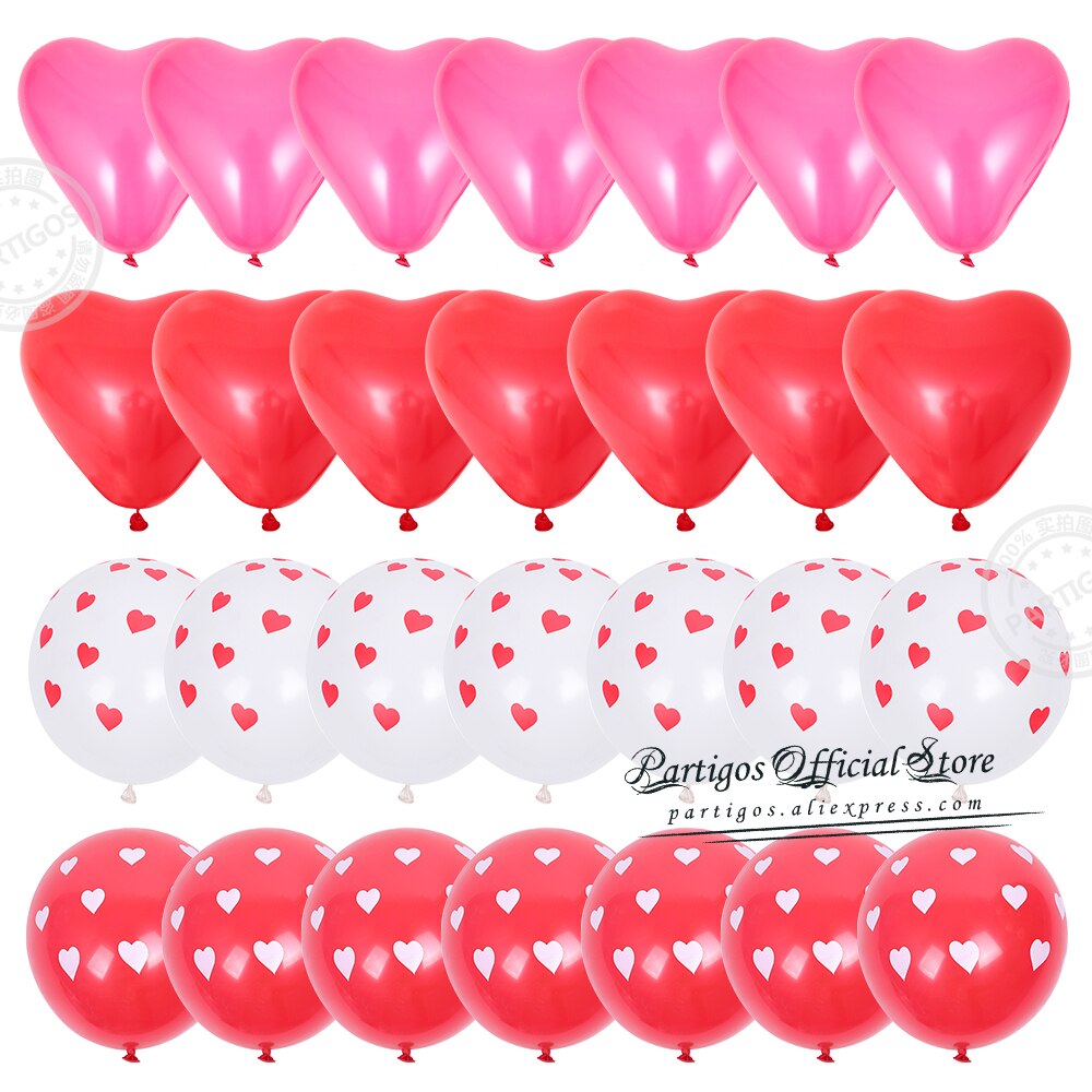 pcs Red Heart Shape Balloons Decorations Kit Wedding Decors Valentines Day Gifts Printed Latex confetti Globos helium 