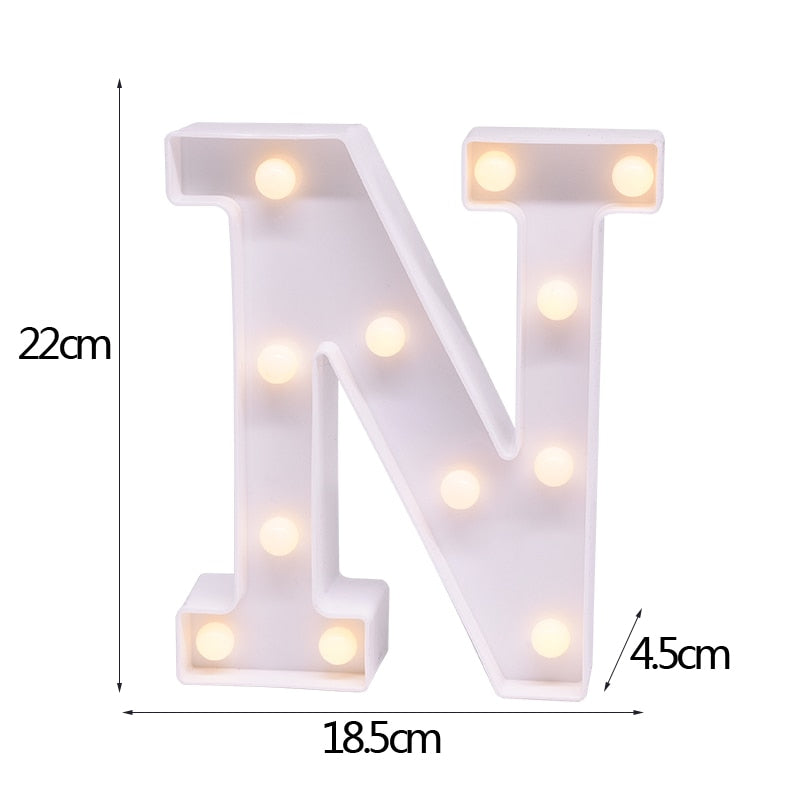 DIY LED Letter Numbers Night Light Wall Hanging Decoration Wedding Birthday Party Alphabet Digit Symbol Sign without Battery 