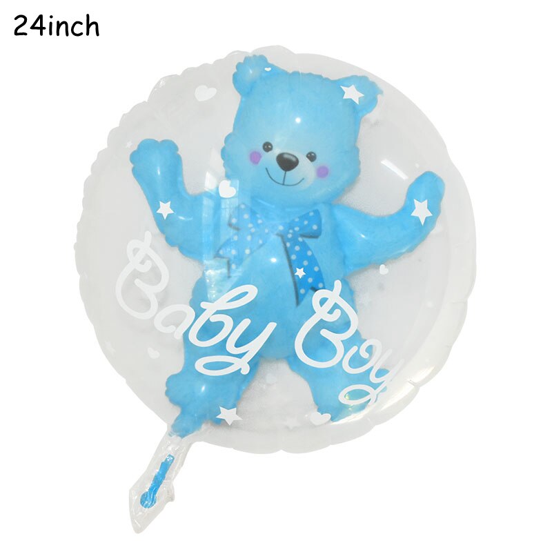 Transparent Baby Girl Boy Bear Bubble Balloon Shower Blue Pink Foil Set Kids Birthday Gender Reveal Decorations 