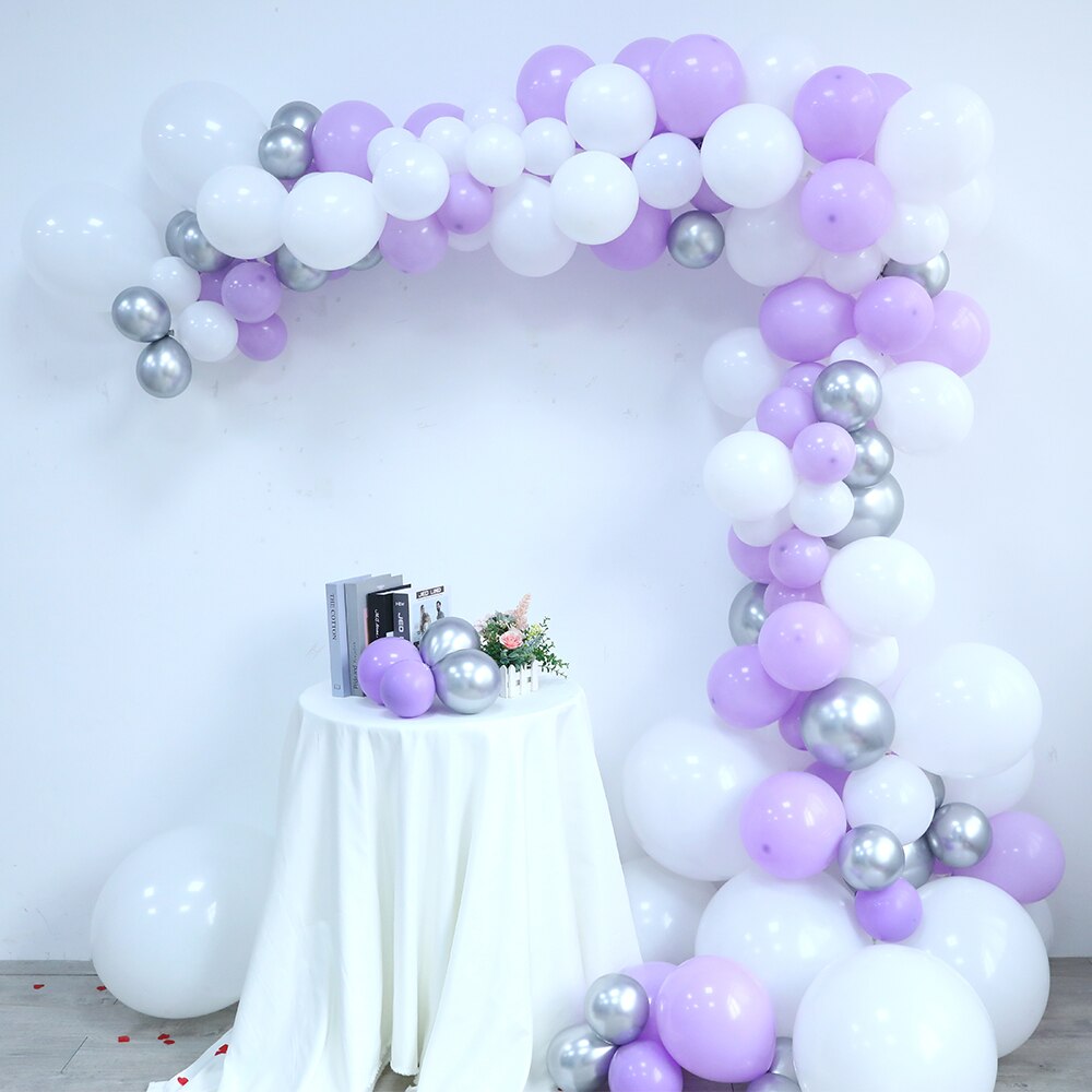 100Pcs Pastel Balloon Garland Arch Kit Purple Balloons Birthday Wedding Bridal Baby Shower Anniversary Party Decoration Supplies PartyDecorHQ