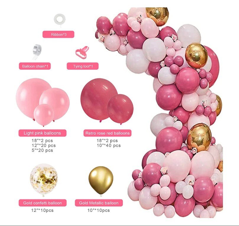 pcs Party Supplies Retro Pink Balloon Garland Arch Kit Girls Birthday Wedding Baby Shower Anniversary Decoration Inflatable Decorations