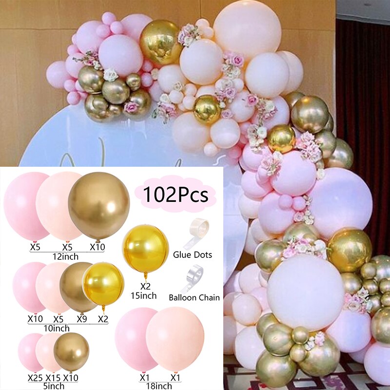 Balloon Arch Set Pink Blue White Confetti Garland Wedding Baby Baptism Shower Birthday Party Balloons Decoration Inflatable Decorations