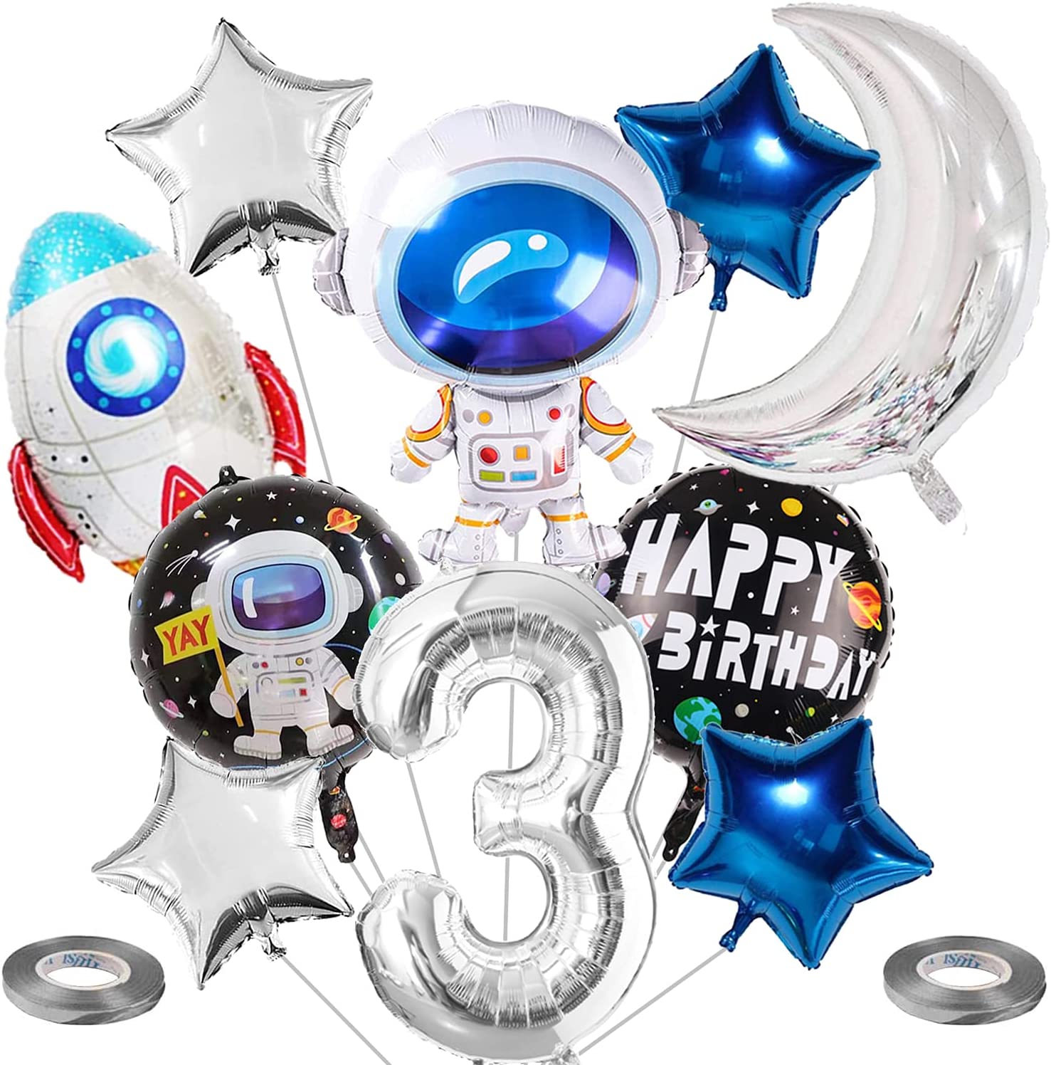 Outer Space Balloon Garland Kit Party Decorations Rocket Balloons Star Number Themed Birthday Supplies Inflatable