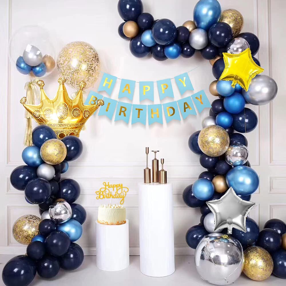 Blue Birthday Balloons Garland Arch Kit Party Decorations Kids Baby Shower Wedding Anniversary Supplies Inflatable