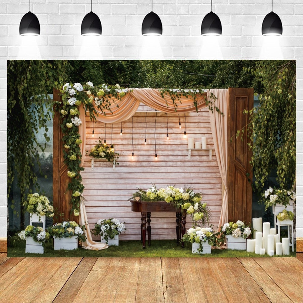 Wedding Scenes Floral Photography Backdrop Baby Birthday Bridal Shower Ceremony Decor Background Photo Shoot Banner Props 