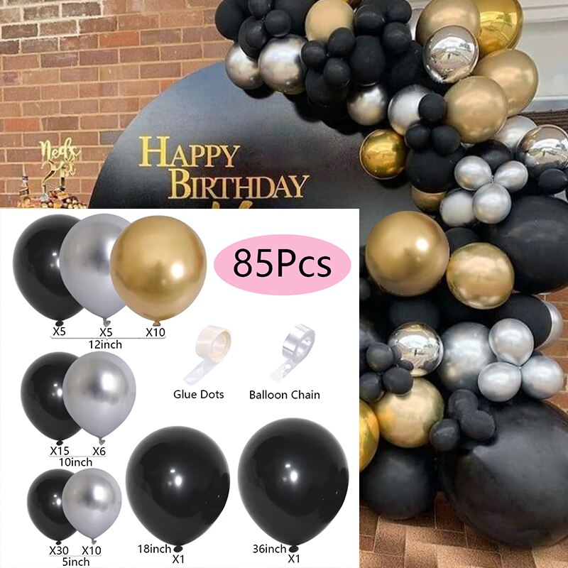 Balloons Arch Set Black Silver Gold Balloon Garland Wedding Baby Baptism Shower Birthday Theme Party Decoration Inflatable Decorations