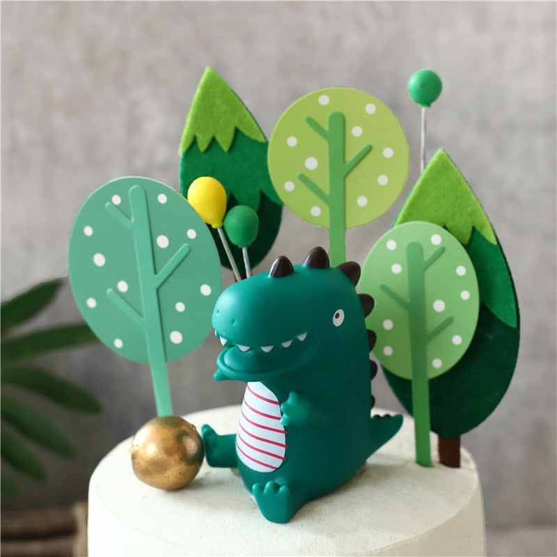 Cartoon Baby Dinosaur Cake Topper Jungle Safari Birthday Party Decor Boy Animals Jurassic World 