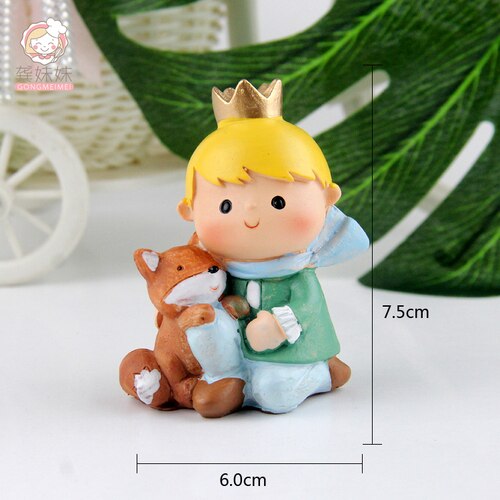 Cute Prince Resin Creative Crafts Cake Decorations Little Boy Model Standing Micro Landscape Flower Pots Decor Home Figurines 