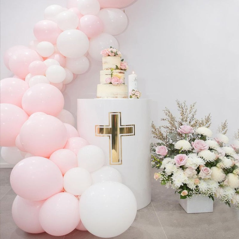 Latex Balloons Arch Set Pink White Balloon Garland Birthday Party Decoration Baby Baptism Shower Wedding Anniversary Inflatable Decorations