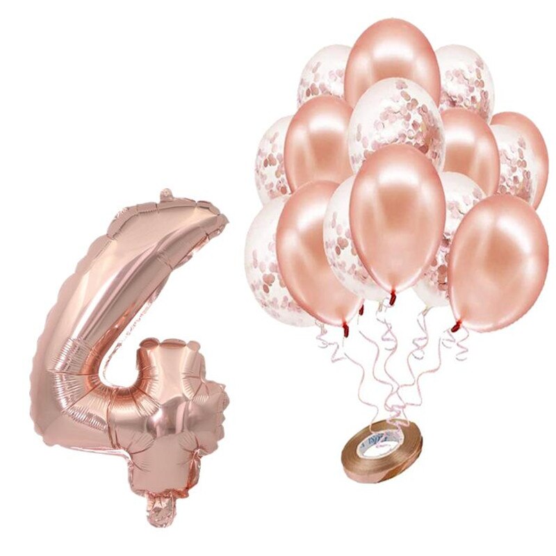 pcs/lot Rose Gold Number Foil Balloons Happy Birthday Baby Shower Kids st Party Decorations Balloon 