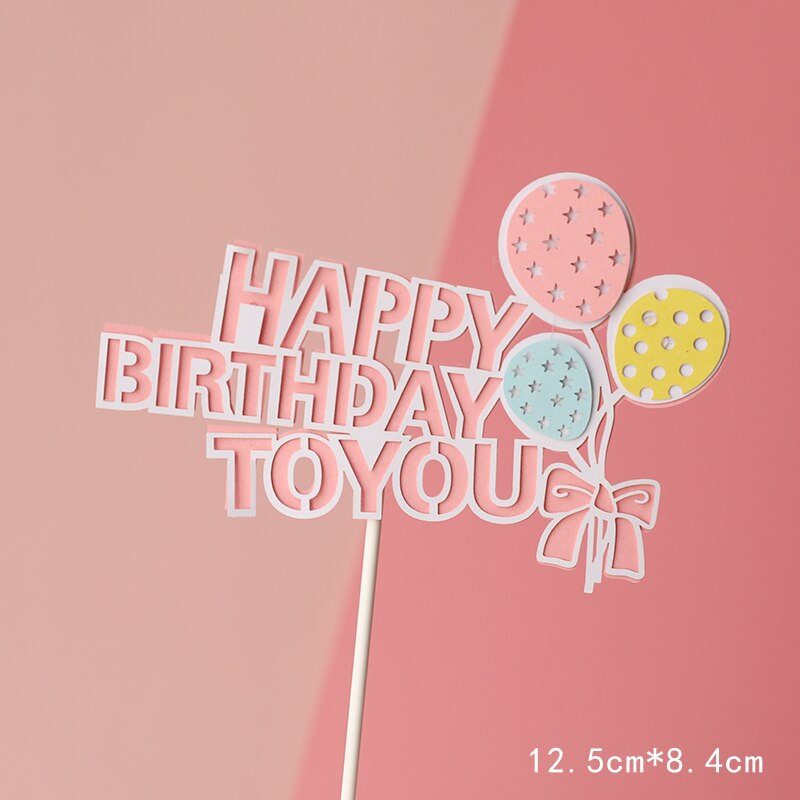 Pink Cartoon Girls Happy Birthday Cake Decoration Kid Baby Party Celebrate Lovely Gifts Dessert Topper Supplies 