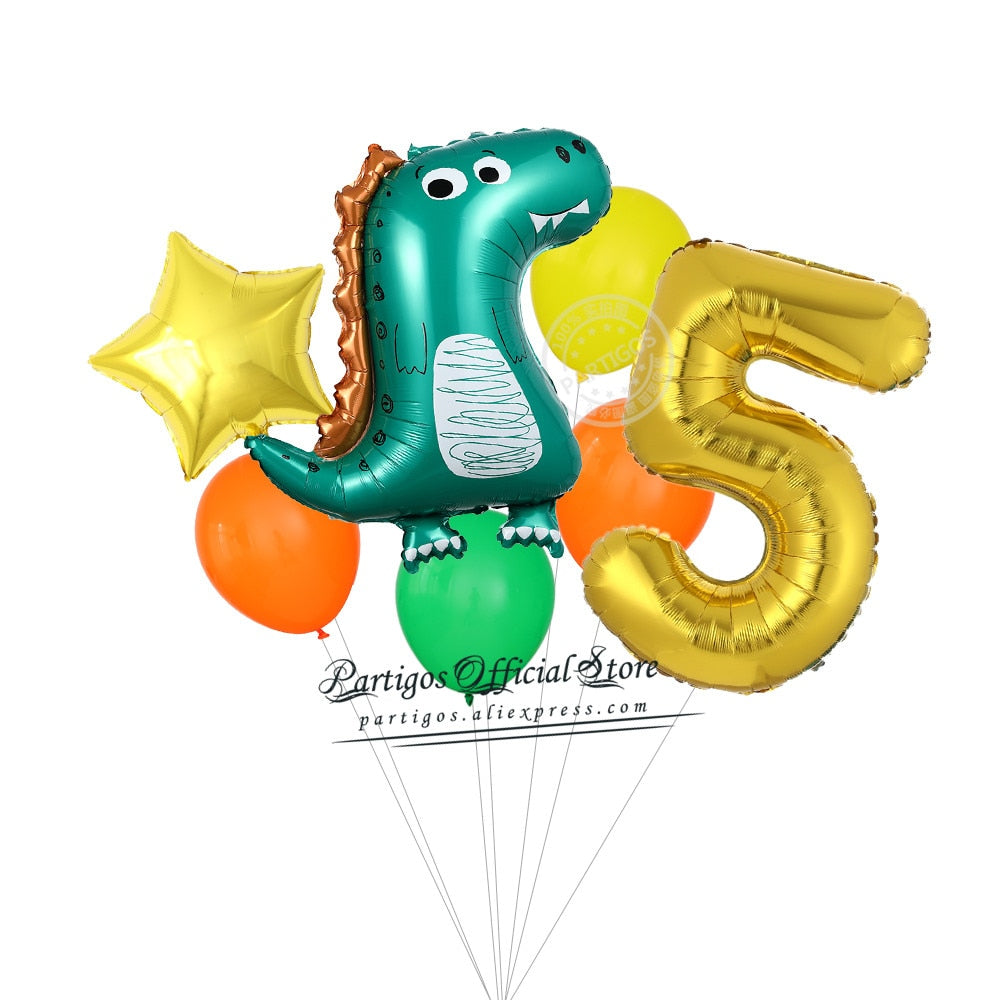 set Dinosaur Foil Balloons inch foil Number Globos Party Jungle Jurassic dragon boys Birthday Decors 