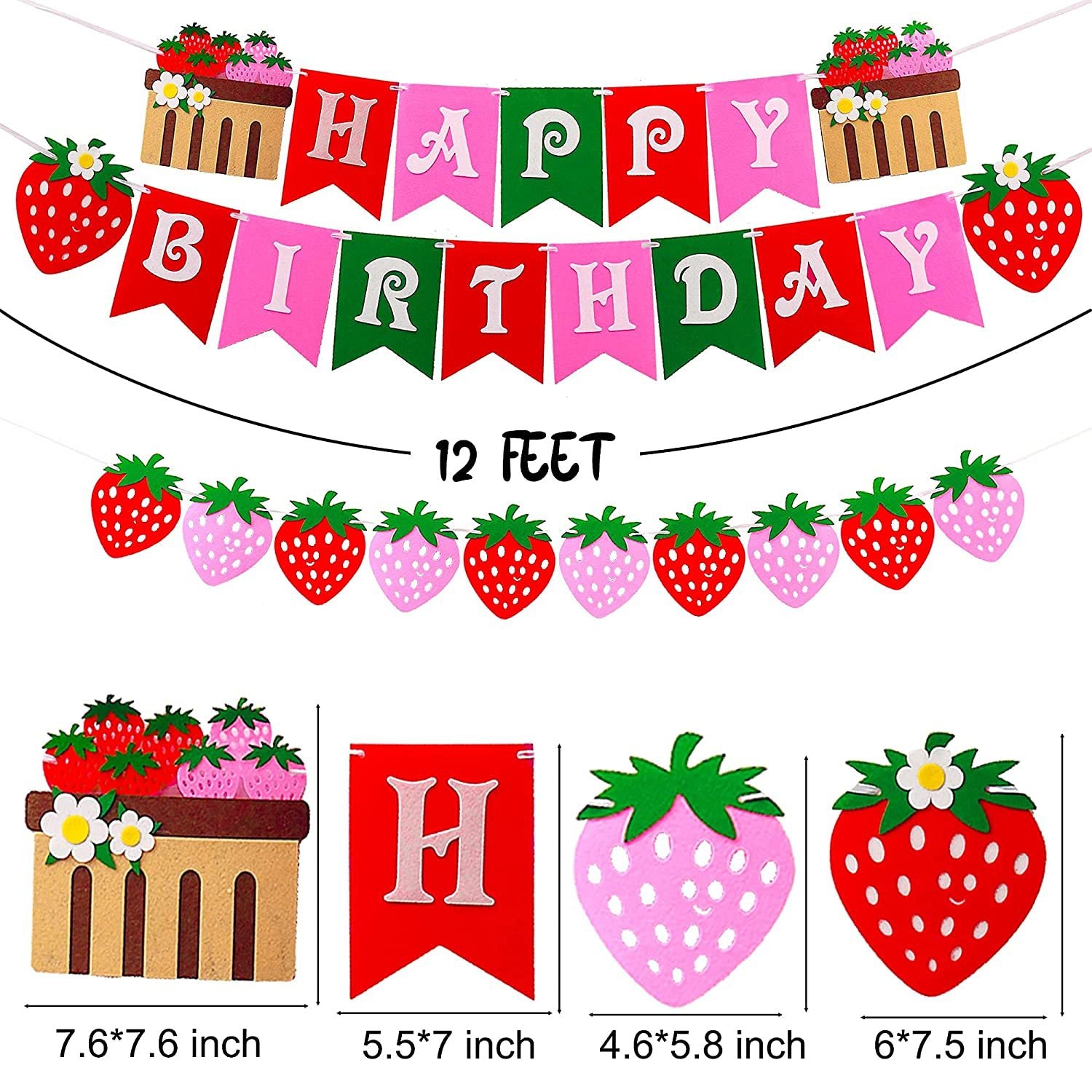 Strawberry Theme Birthday Party Supplies Happy Banner Girl st nd rd Decoration 