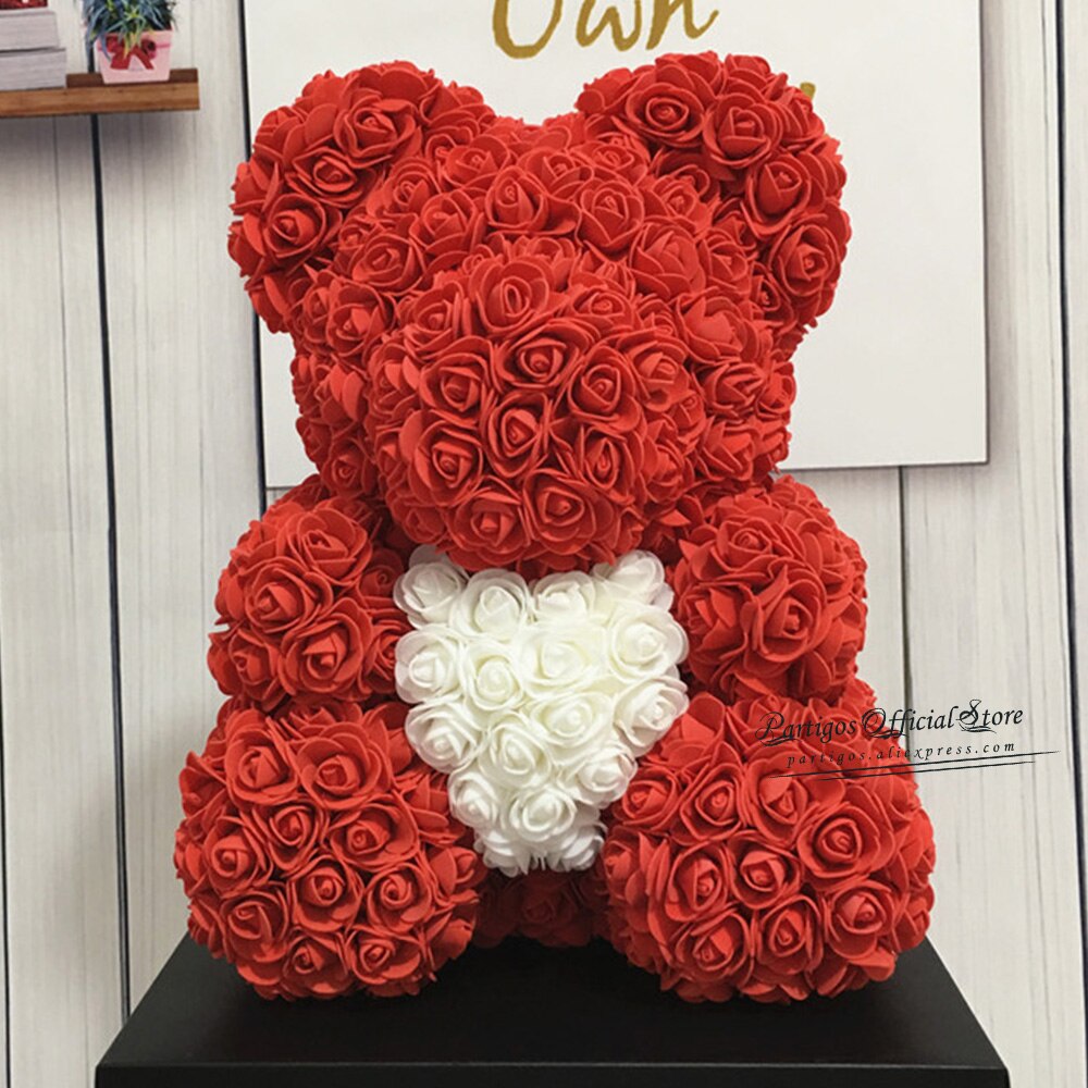 25/40Cm Rose Bear Birthday Valentine's Day Gift Decorations wedding Gifts girls Foam Eternal Flower Rose Teddy Bear Hug Heart PartyDecorHQ