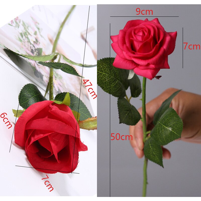 pcs CM Long Artificial Flowers Red Fake Rose Home Decor Bridal Wedding Bouquet Birthday Party Garden 