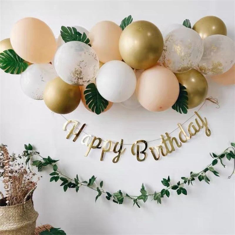 Set pcs Avocado Green Mix Gold Confetti Balloons Garland Monstera Leaf Country Wedding Party Decorations Balloon Arch Inflatable