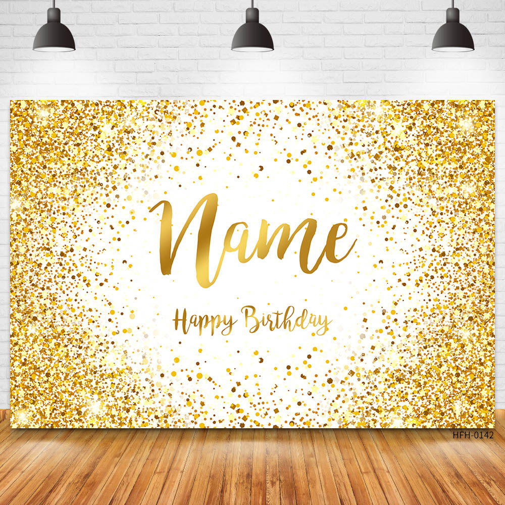 Custom Name Gold Glitter Birthday Party Banner Backgrounds Baby Shower Child Kid Diy Photography Backdrop Photo Studio Prop 