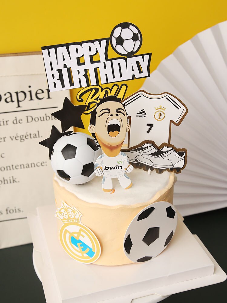 World Cup Football Basketball Cake Topper Happy Birthday Theme Style Kid Boy Party Soccer Decoration Supplies Flags 