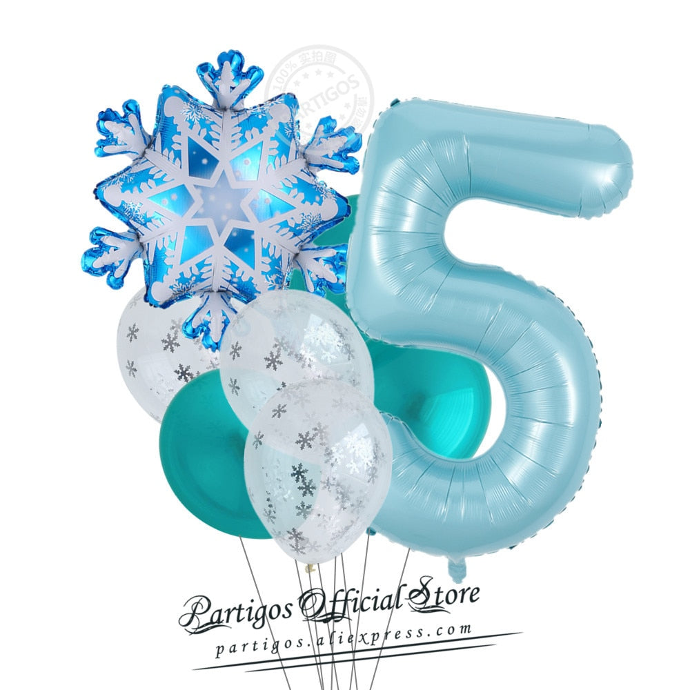 set Mix Snowflake Foil Balloons inch Ice blue number ballons Winter ice snow Party Birthday party Decoration Elsa Ballon 