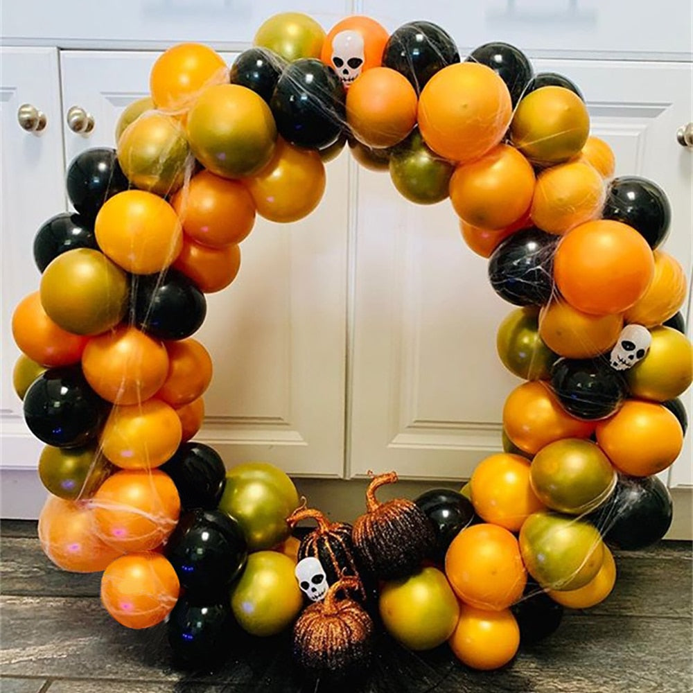 pcs/set gold Chrome metallic balloons orange black latex garland Halloween party decorations hang balloon Inflatable Party Decorations