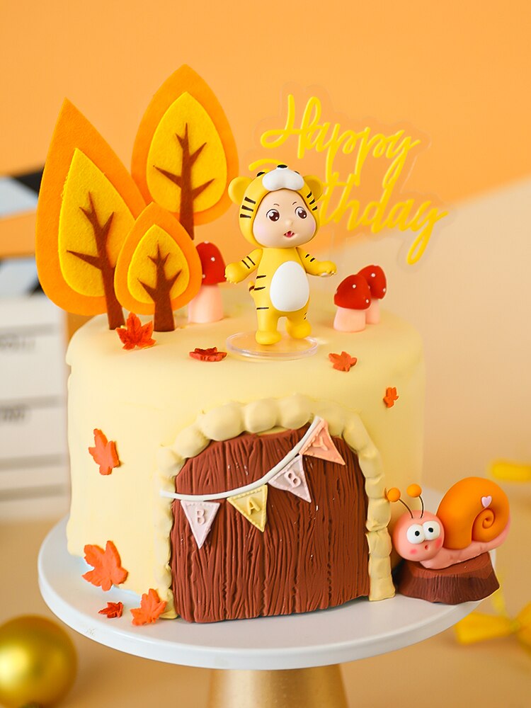 Tiger Safari Animals Cake Topper Decoration Toys Happy Birthday Woodland Jungle Kids 