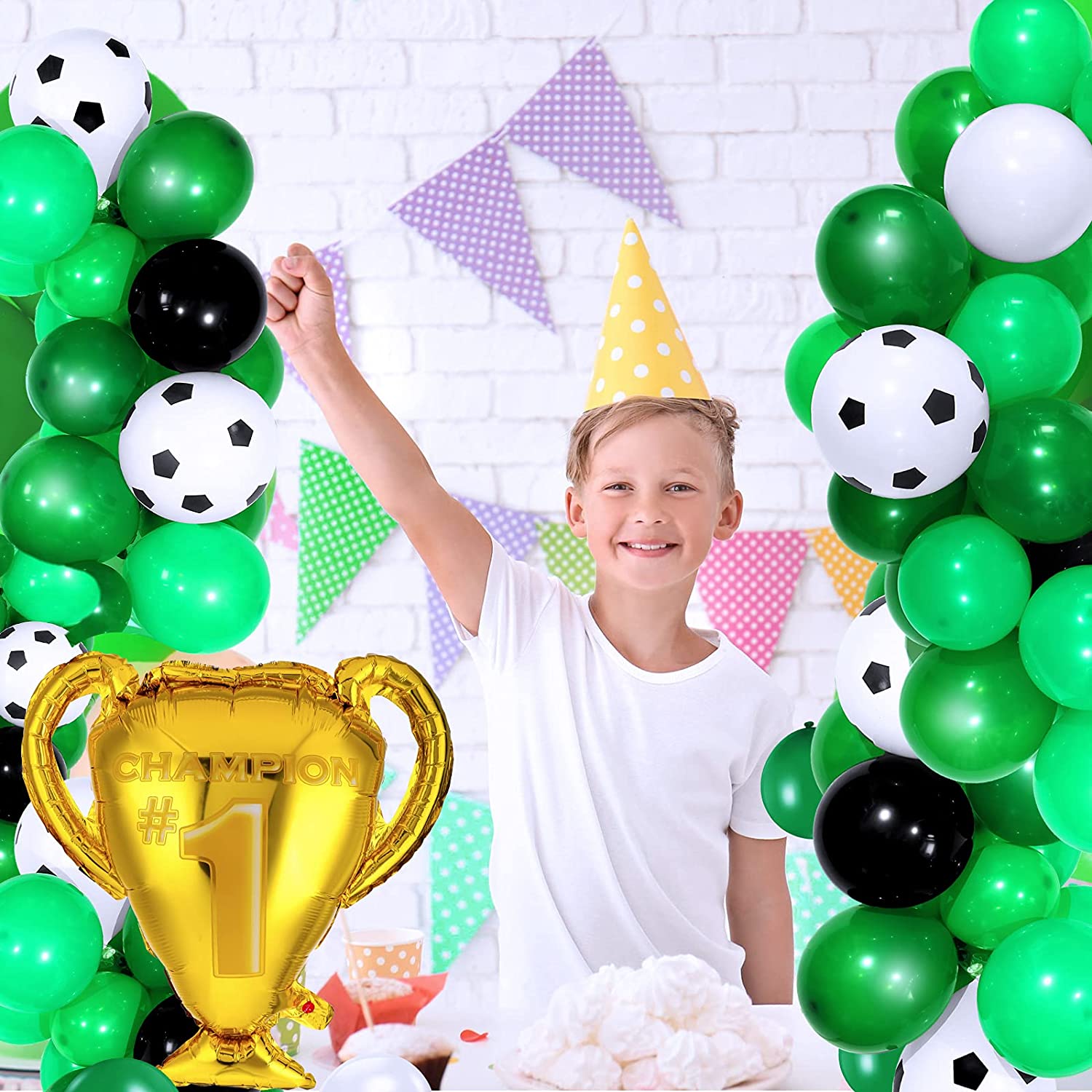 Soccer Balloons Arch Garland Kit Black Green White Large Foil Balloon Football Theme Kids Birthday Party Decor Inflatable Decorations