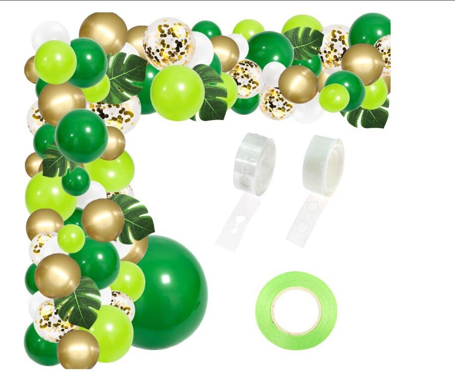 Pack Jungle Theme Party Decoration Green Gold Balloon Arch Kit Artificial Tropical Palm Leaf Birthday Baby Shower 