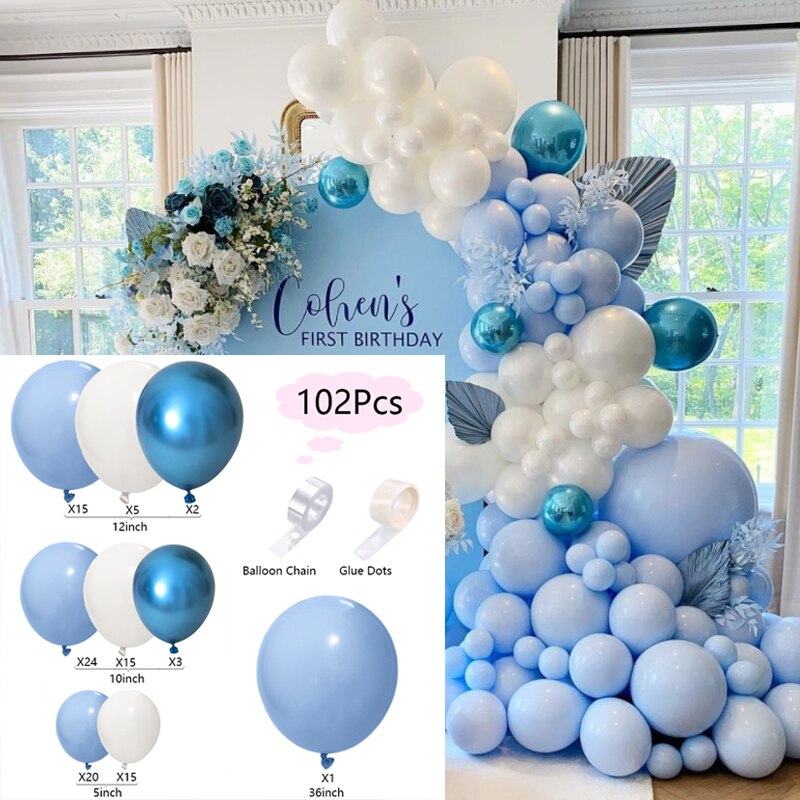 Balloons Arch Set Blue White Balloon Garland Baby Baptism Shower Wedding Kit Birthday Party Decoration Inflatable Decorations