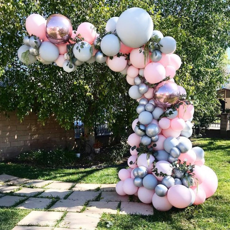 Pcs Balloons Arch Set Gray Pink Silver Balloon Garland Birthday Party Wedding Baby Baptism Shower Decoration Inflatable Decorations