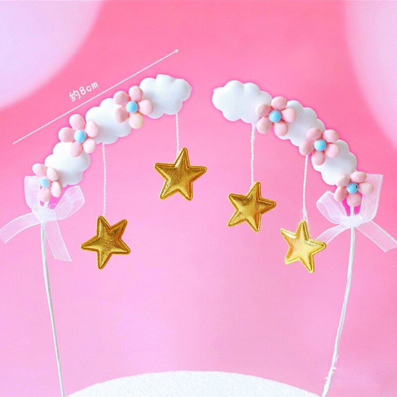 Stars Arches Unicorn Girl Cake Topper Birthday Party Decor Hairball Clouds Baking Supplies Baby Shower Dessert Love Gifts 