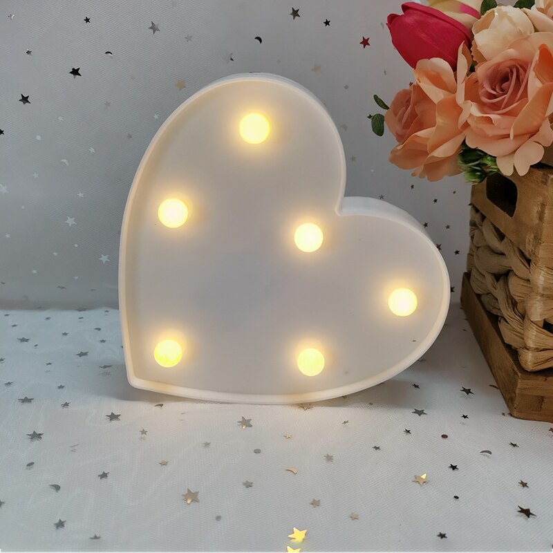 Romantic Love Heart Led Letter Lamp Valentine's Day Red Pink Night Light Ornament Wedding Birthday Party Home Room Decoration 