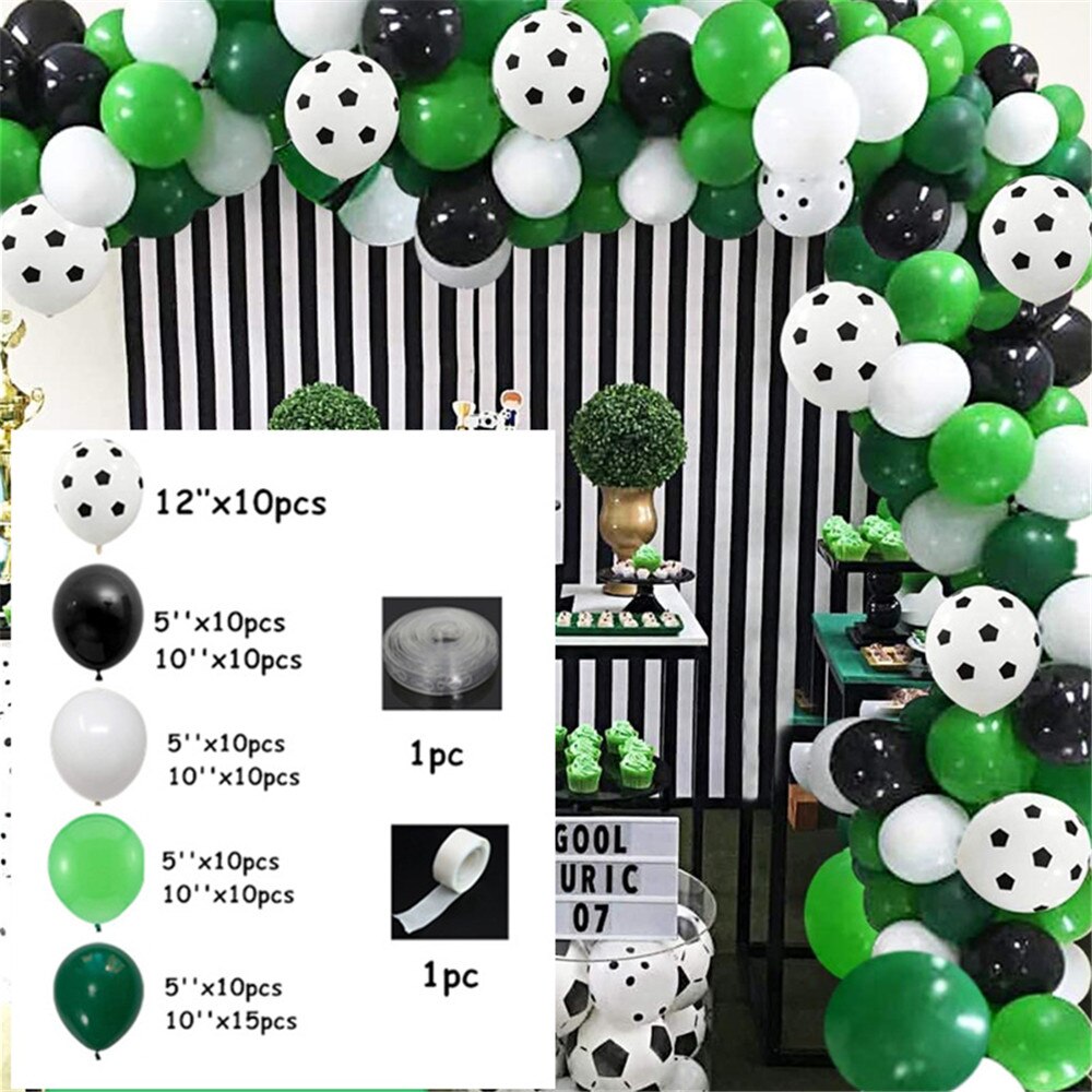 pcs Soccer Party Balloon Garland Kit inch Football Printed Balloons ft Srip Decoration Air Globos Inflatable Decorations