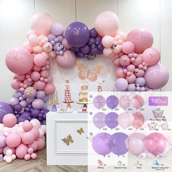 Purple Pink Balloons Garland Arch Kit Macaroon Latex Ballons Wedding Birthday Party Decor Kids Adult Girl Baby Shower Ballon Inflatable Decorations